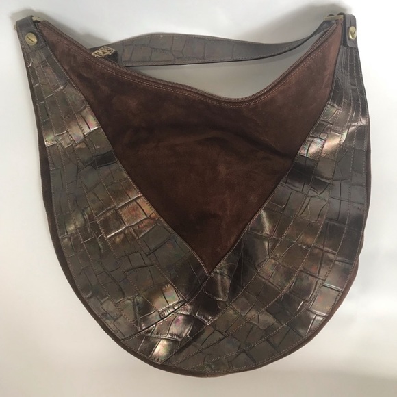 Vintage Braccialini brown leather & suede hobo - Picture 2 of 6